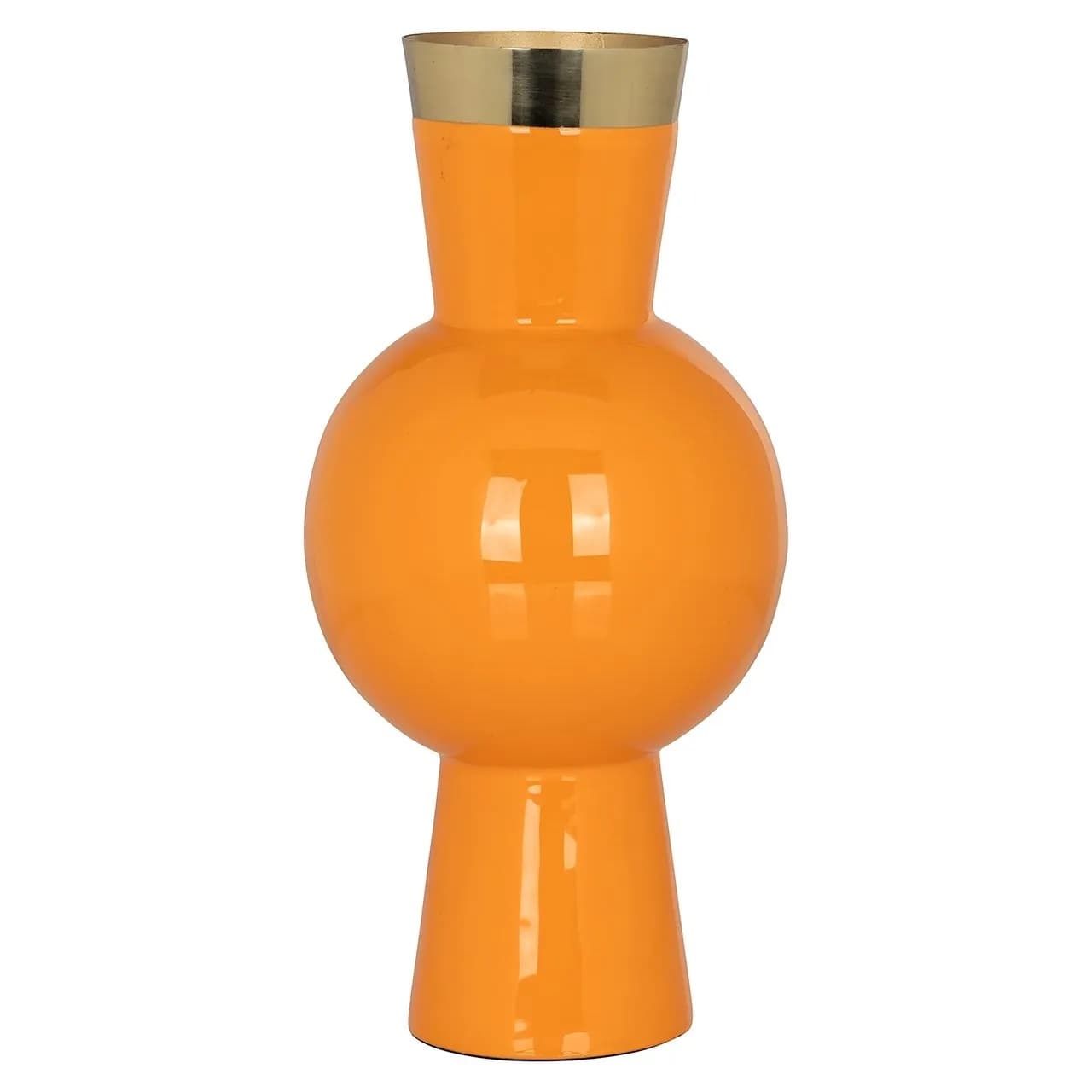 Vaas Clem oranje met gouden rand - ijzer 14,5x30 cm