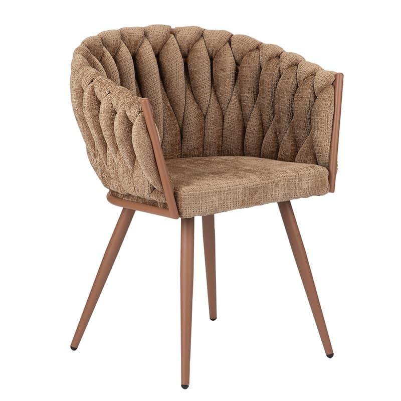 Wave chair caramel set van 2 stoelen met gevlochten bekleding
