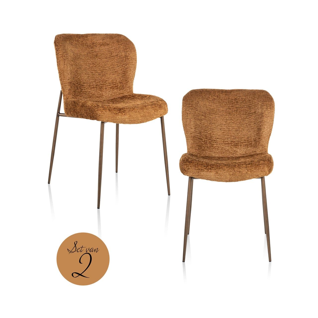 Eetkamerstoel Odarby cognac fusion set van 2 - 47x51x84 cm