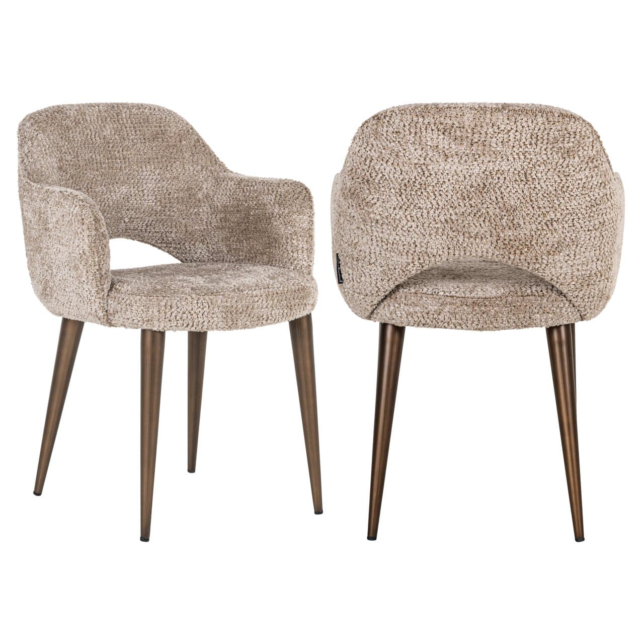 Eetkamerstoel Delphina lovely nature bouclé 85 cm met armleuningen
