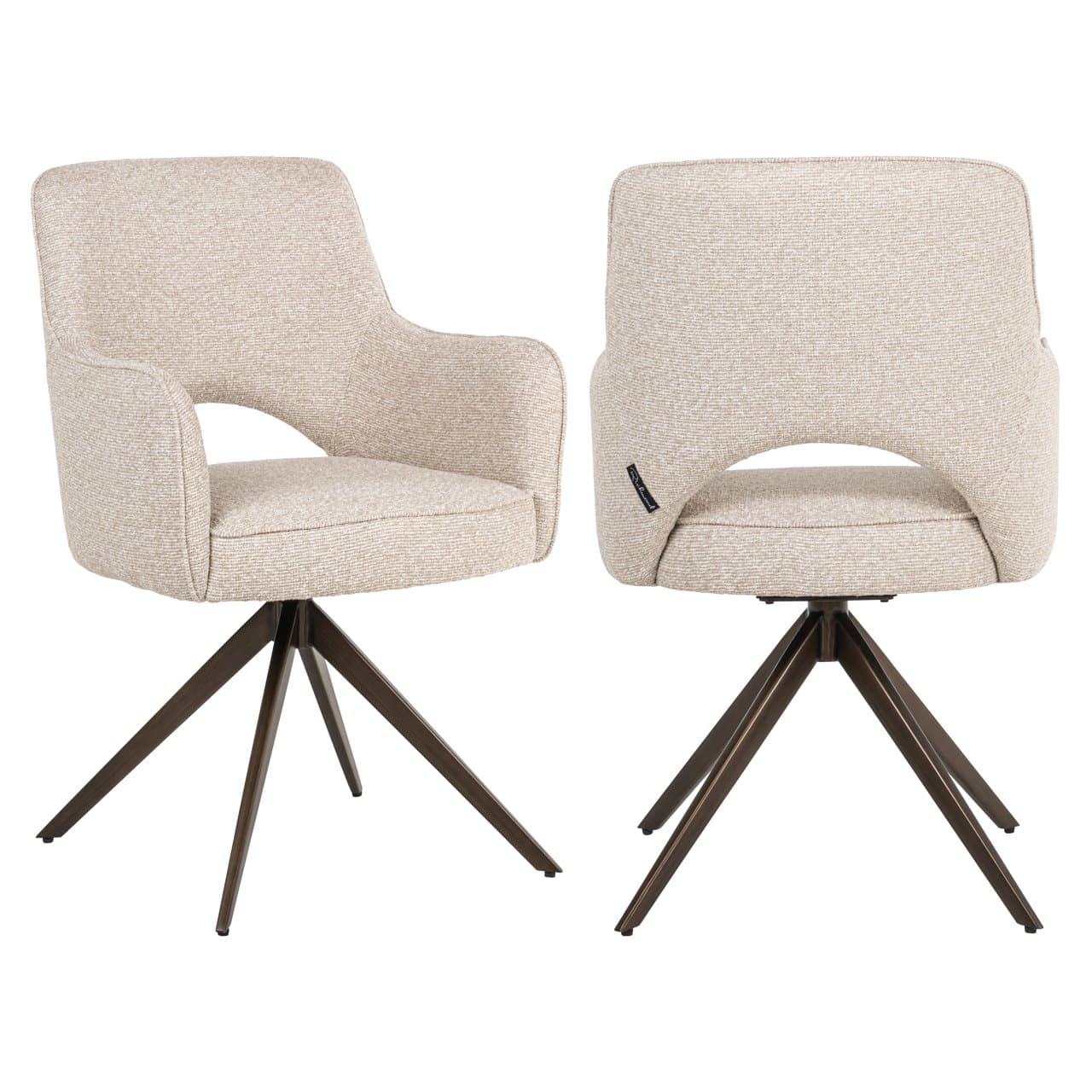 Eetkamerstoel Ginerva biscotti swivel met armleuningen 90 cm