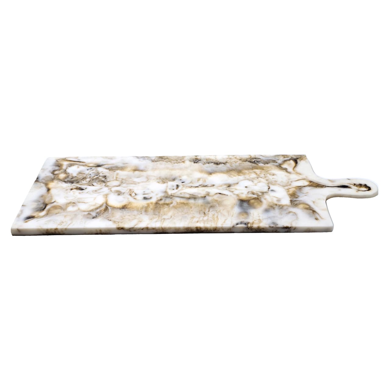 Dienblad resin natural marmer look met handvat 20x1,5 cm