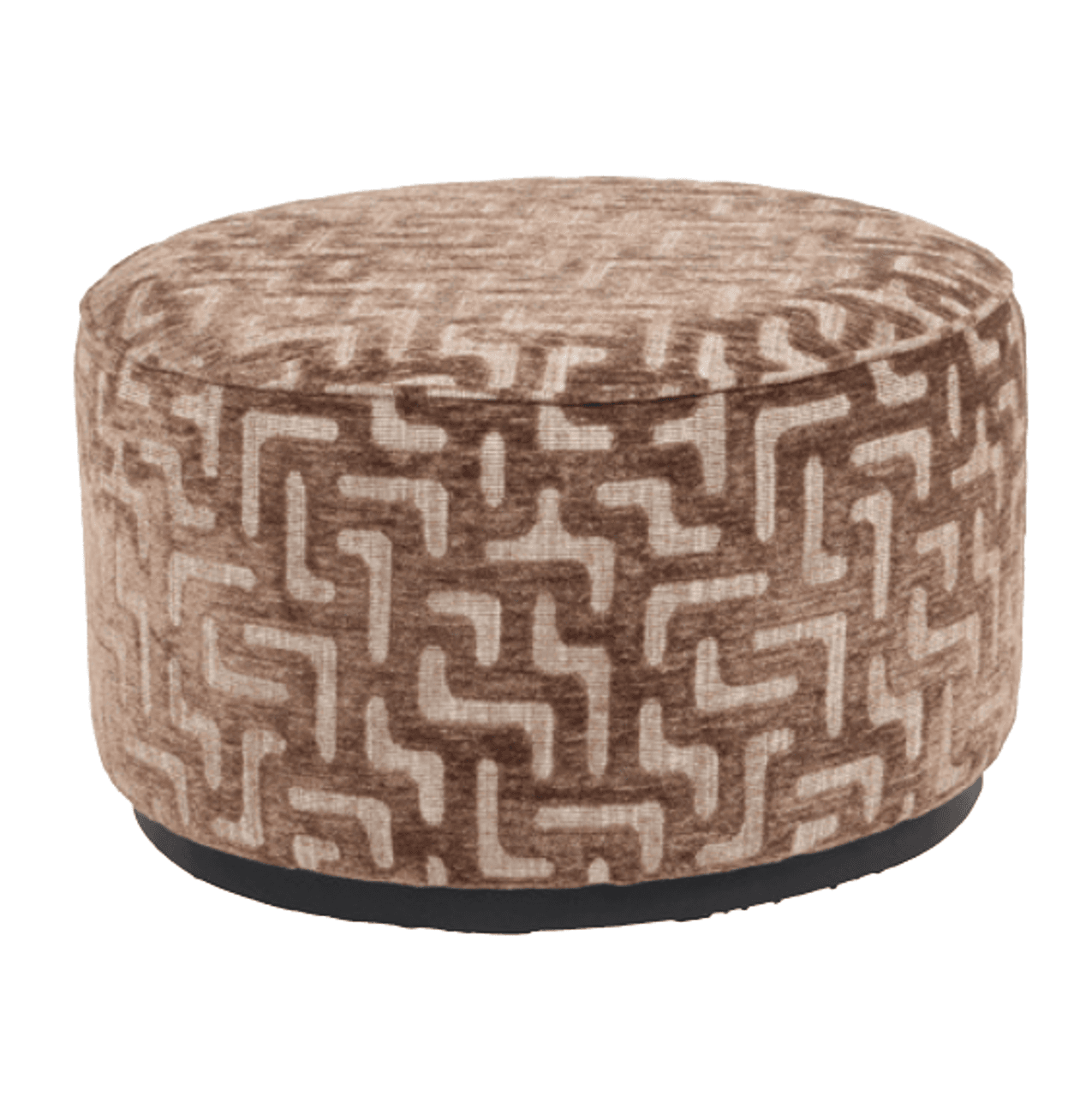 Poef Adele brown chunky 50x50x48 cm met grafisch patroon