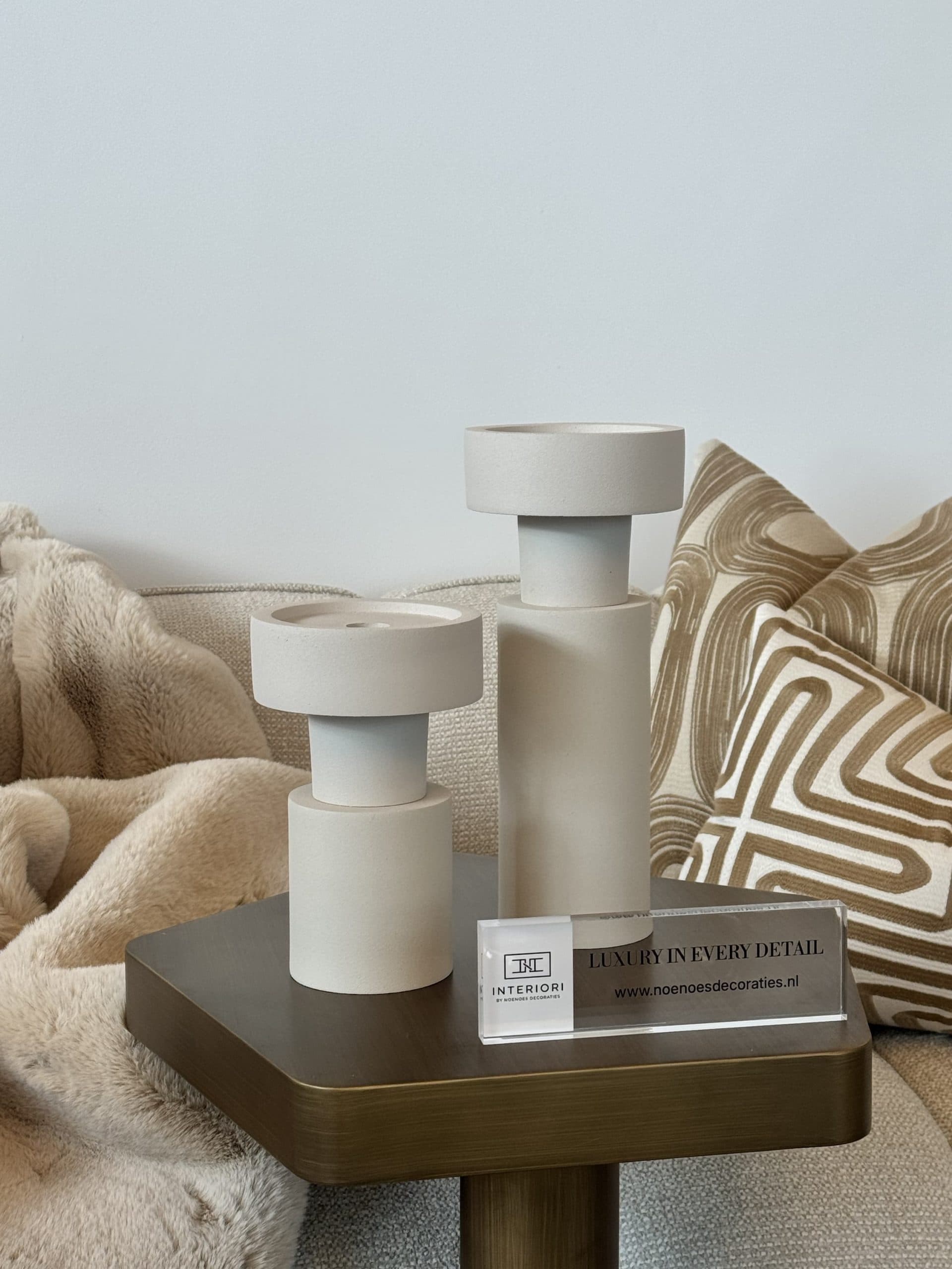Luxe kaarshouders set van 2 Ivory