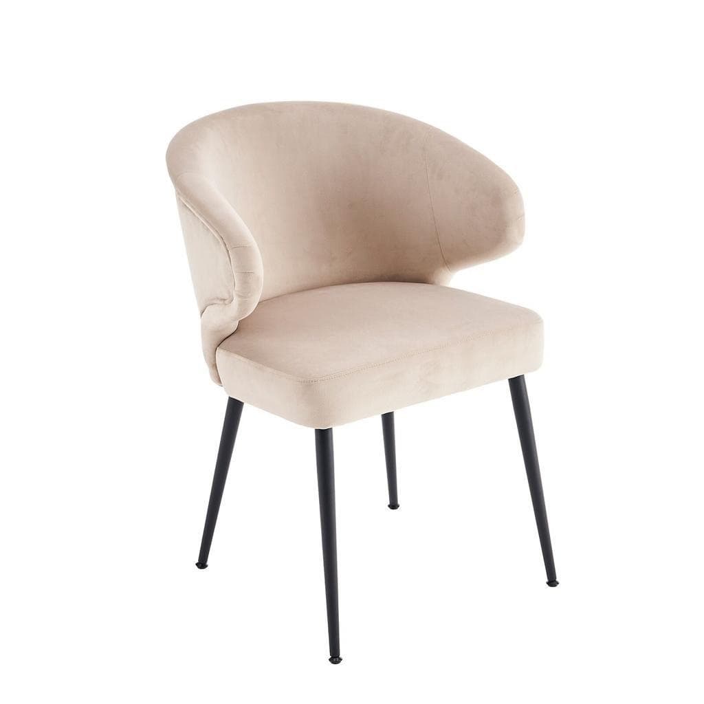Stoel Gido velvet taupe met zwarte poten 83 cm