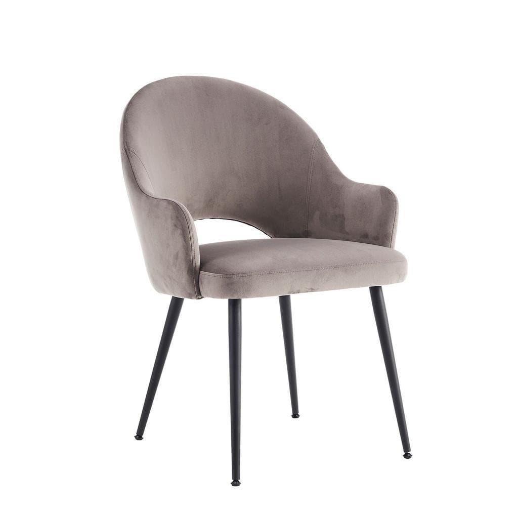 Stoel Anka velvet stone beige met zwarte poten 87 cm