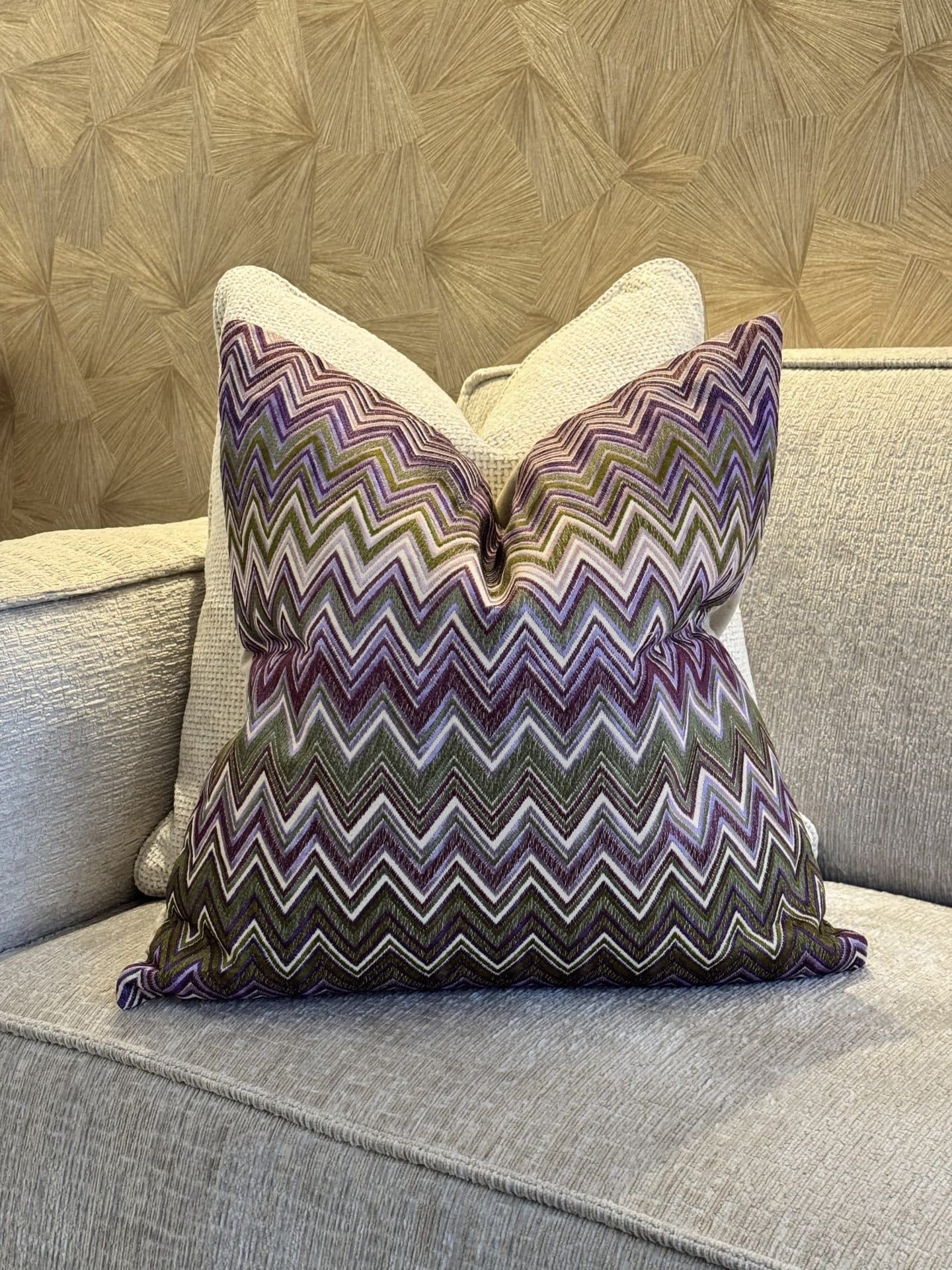 Sierkussen zigzag paars groen lila 50x50 cm